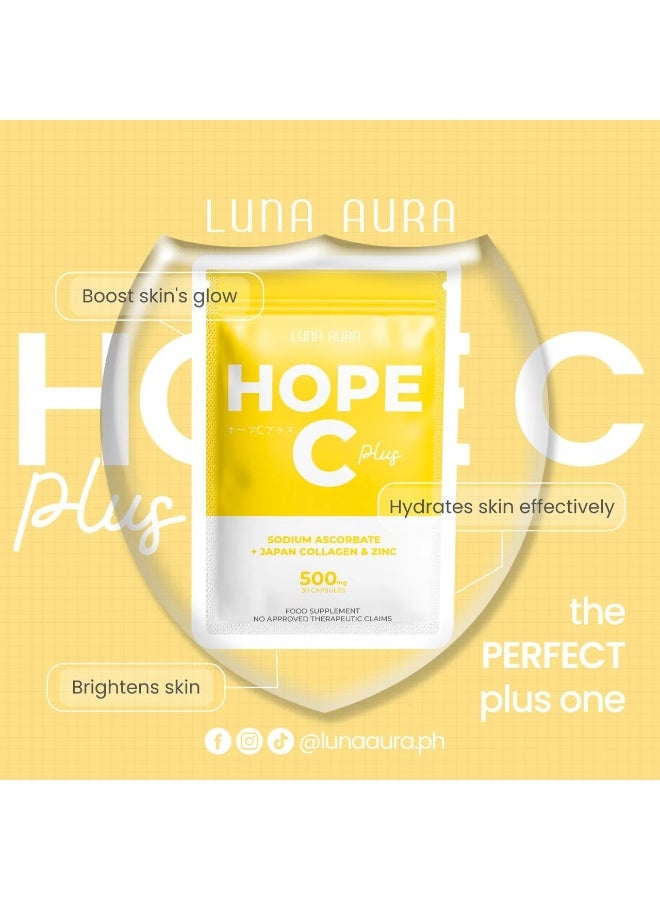 LUNA AURA Hope C Plus Vitamin C Capsules 500mg with Collagen Peptides & Zinc 30 Count Dietary Supplement - Image 2